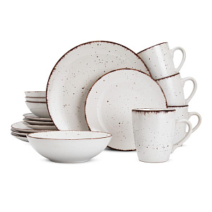 Набор столовой посуды 16 предметов кайма белый керамика 000000000001223321