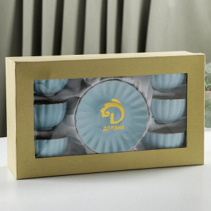 Набор чайный 12 предметов (чашка 200мл-6шт/блюдце 15см-6шт) ДОЛЯНА Вивьен голубой фарфор 000000000001210619