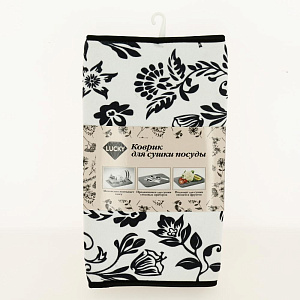 Коврик для сушки посуды 100% микрофибра цветы и завитки 30*40 см LUCKY T000209 000000000001193064