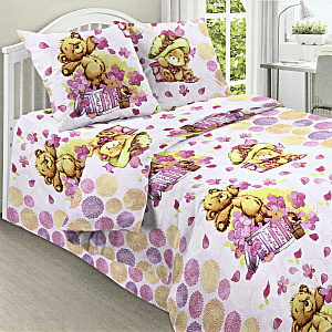 Комплект постельного белья 1,5-спальный Сладкие сны Медвежата 100%хлопок поплин 110гр/м рисунок 1640 000000000001176747