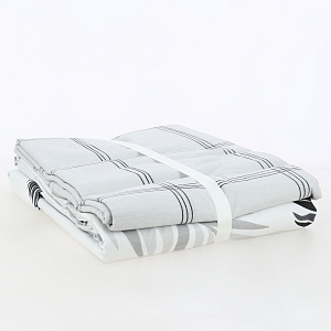 Комплект постельного белья Евро LUCKY Пальметта 2 наволочки 50х70см белый/серый ранфорс 80% хлопок 20% полиэстер 000000000001213453