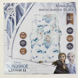 Комплект постельного белья 1,5-спальный Холодное сердце пододеяльник143х215см простыня150х214см наволочки50х70см-1шт бязь 100%хлопок 000000000001206729