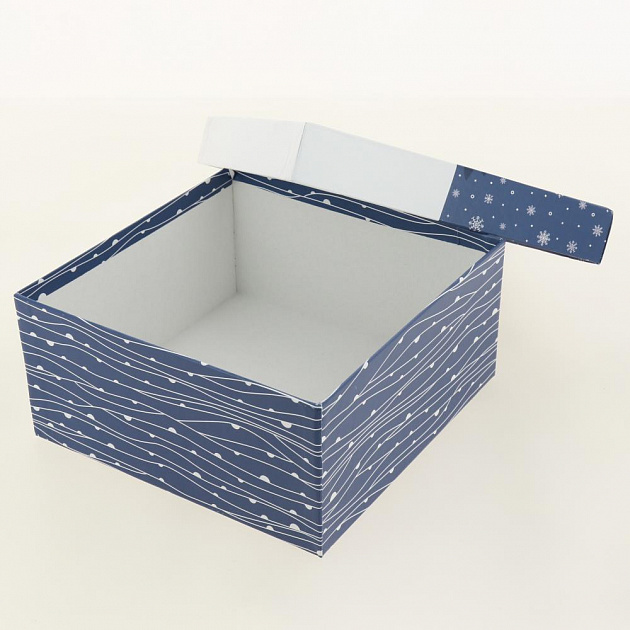 Коробка подарочная 210x210x110мм Гномы квадратная синий 000000000001208378