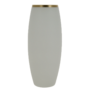 Ваза стеклянная бочка высотой 26 см, Тонировка Молочная, золотой ободок.7736/250/rt002 000000000001191041