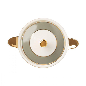 Сахарница 300мл DE'NASTIA Гусиная лапка белый/мятный фарфор 000000000001221005