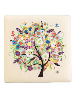 Пуфик куб 35х35х35см складной этно дерево бежево-коричневый лен 000000000001226422