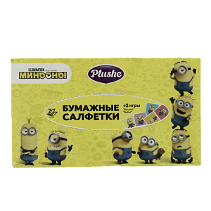 Салфетки бумажные двухслойные 100 листов в коробочках Миньоны V-сложение в ассортименте 18984 000000000001202567