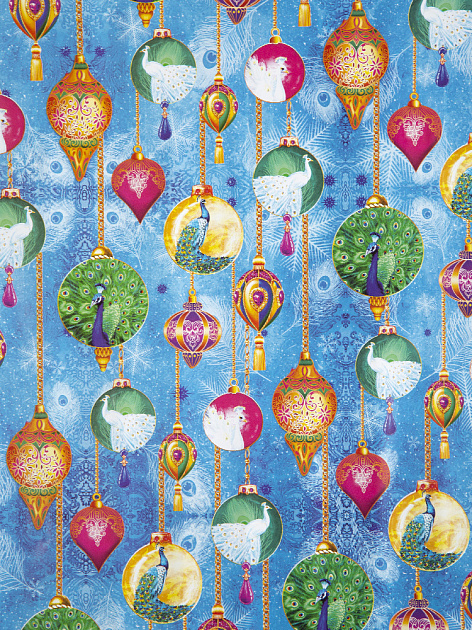 Упаковочная бумага Райские птицы в рулонах, мелованная с двух сторон, с полноцветным декоративным рисунком, плотность 80 г/м2 70х100 000000000001191364