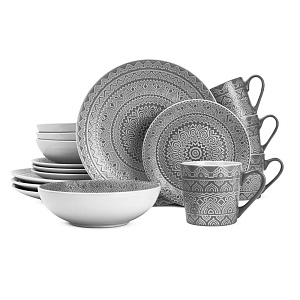 Набор столовой посуды 16 предметов (обеденная 27см-4шт/десертная 20см-4шт/суповая 19см-4шт/кружка 355мл-4шт) керамика BSCJ4621 000000000001224276