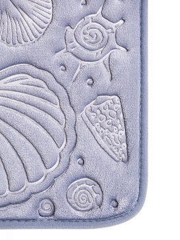 Коврик для ванной 50x70см DE'NASTIA РАКУШКИ memory синий полиэстер 000000000001207517