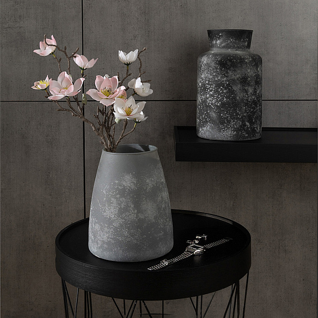 Ваза декоративная 17x17x20см DE'NASTIA Египет конус перламутровый серый стекло 000000000001224998