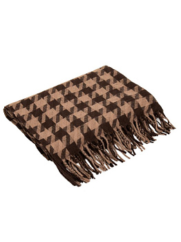 Палантин 70х180см орнамент гусиная лапка шоколаный полиэстер 000000000001229212