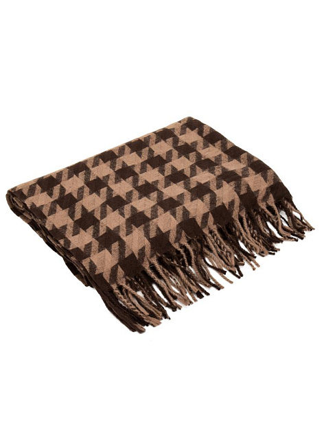 Палантин 70х180см орнамент гусиная лапка шоколаный полиэстер 000000000001229212