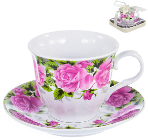 Пара чайная 220мл/блюдце OLAFF Сад Флора подарочная упаковка фарфор 000000000001197802