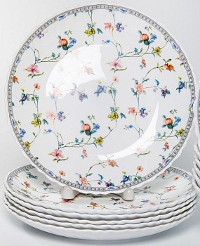 Набор столовой посуды 13 предметов OLAFF ЗИРАНА (десертная тарелка 19см-6шт, салатник 650мл 17,5см - 6шт, салатник 950мл 20см) опал 000000000001212780