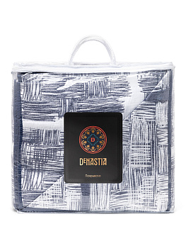 Покрывало 260x240см DE'NASTIA штрихи 3слоя синее жаккард 55%хлопок 45%полиэстер 000000000001207693