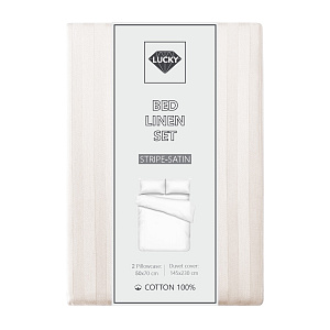 Комплект постельного белья 1,5сп LUCKY 50х70см-1шт молочный страйп-сатин хлопок 000000000001214330
