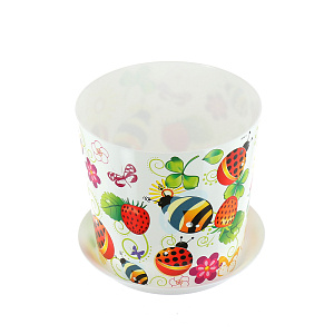 Кашпо с поддоном Божьи Коровки Деко Idea, 1.2л, 12.5 см 000000000001129822