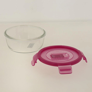 Контейнер стеклянный круглый с розовой крышкой 670мл PURE BOX ACTIVE N0924/P4596 000000000001182546