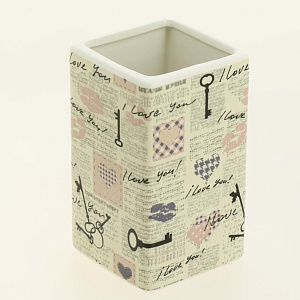 Набор для ванной 4 предмета ДОЛЯНА Париж мыльница дозатор для мыла 2 стакана МИКС керамика пластик 000000000001209725