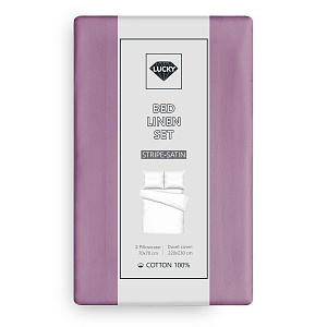 Комплект постельного белья Евро 70х70см-2шт LUCKY вино страйп-сатин хлопок 000000000001218089