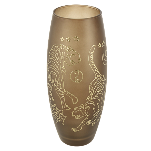 Ваза h25см ЯБЛОКО бочка тигры декорированная коричневая стекло 000000000001210219