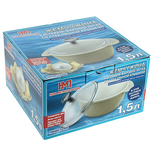 Кастрюля 1,5л НЕВА МЕТАЛЛ ПОСУДА Жемчужина стеклянная крышка литой алюминий 000000000001132644