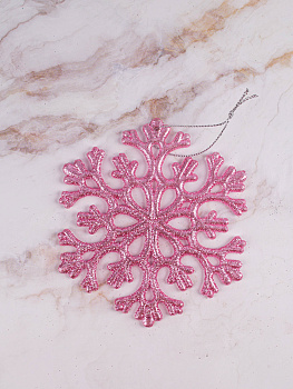 Украшение декоративное Снежинка 11,5х11,5см розовый пластик 000000000001208279