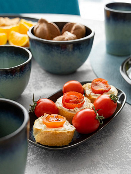 Блюдо овальное 22x13x2,5см DE'NASTIA голубой керамика 000000000001216794