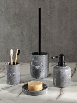 Стакан для зубных щеток 270мл 7,5см DE'NASTIA Ronda белая волна серый полирезина 000000000001227018