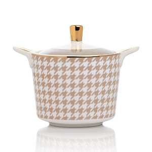 Сахарница 300мл DE'NASTIA Гусиная лапка белый/бежевый фарфор 000000000001221006