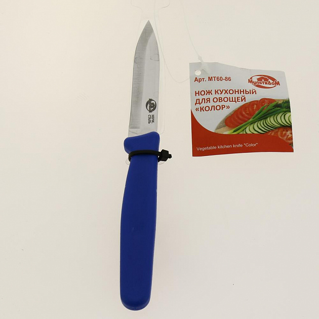 Нож кухонный для овощей ""Колор"" общая длина 18см, длина лезвия 8см.МТ60-86. Изготовлен: лезвие из нжс, ручка из пластмассы (полип 000000000001189991
