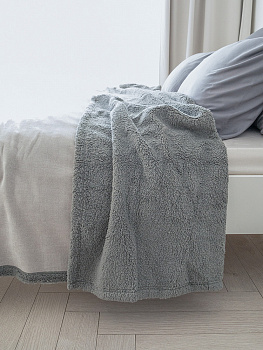 Плед 200x220см DE'NASTIA twinsoft светло-серый/темно-серый шенилл/шерпа полиэстер 000000000001229833