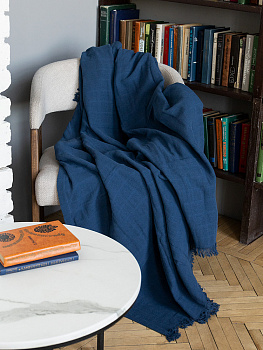 Плед 150x200см DE'NASTIA многослойный синий хлопок 000000000001230292