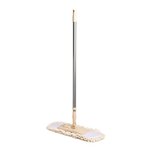 Швабра 70х130см DE'NASTIA ручка телескоп насадка NEW молочный нержавеющая cталь/микрофибра 000000000001222331