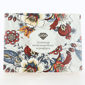 Комплект постельного белья 1,5-спальный LUCKY Пальметта 1 наволочка 50х70см белый/серый ранфорс 80% хлопок 20% полиэстер 000000000001213452