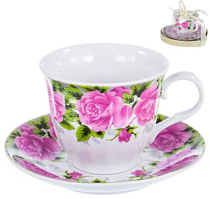 Пара чайная 220мл/блюдце OLAFF Сад Флора подарочная упаковка фарфор 000000000001197807