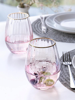 Набор стаканов 2шт 550мл LUCKY розовый стекло 000000000001208028