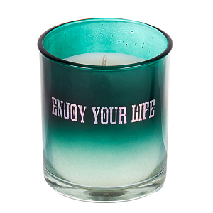 Свеча 7х8см Enjoy классическая в стакане + коробка зеленый 000000000001209193
