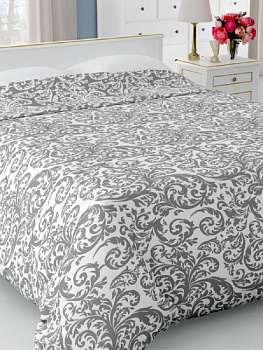 Покрывало DE'NASTIA 190х220см 50%Полиэстер/50%Хлопок наполнитель 100%Полиэстер 3сл жаккард орн1 серый U000051 000000000001183150