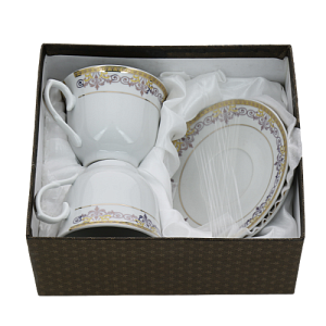 Набор чайный 4 предмета (чашка 220мл-2шт/блюдце-2шт) GUTERWAHL АВРОРА Минкар подарочная упаковка фарфор 000000000001205648
