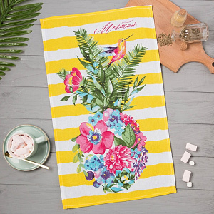 Полотенце кухонное Доляна Цветочный ананас 35х60см 100%хл 160г/м2 4682744 000000000001200851