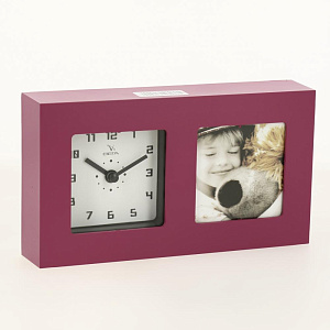 Часы настольные 6409 фоторамка,  розовые 000000000001158339