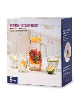 Набор для воды 5 предметов (Кувшин 800мл-1шт/стакан 220мл-4шт ) стекло 000000000001227216