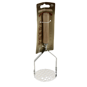 Картофелемялка МУЛЬТИДОМ Ретро деревянная ручка хромированная сталь 000000000001203512