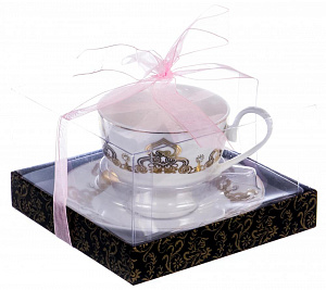 Чайная пара (чашка 230мл) BALSFORD Passion подарочная упаковка с бантом фарфор 000000000001193948