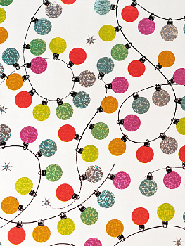 Бумага оберточная "Фонарики" для продукции бытового назначения с декоративным рисунком в рулоне плотность 60г/м2 100х70см 82502 000000000001201862