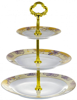 Этажерка-конфетница 3-х ярусная 15,5/20,5/27см GUTERWAHL Аврора Мира фарфор 000000000001203999
