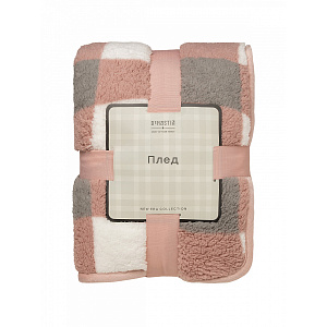 Плед 150x200см DE'NASTIA Уютный клетка розовый полиэстер 000000000001226011