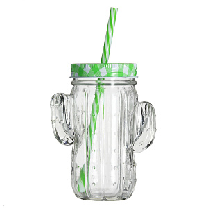 Кружка-банка 400мл Кактус стекло 000000000001170138